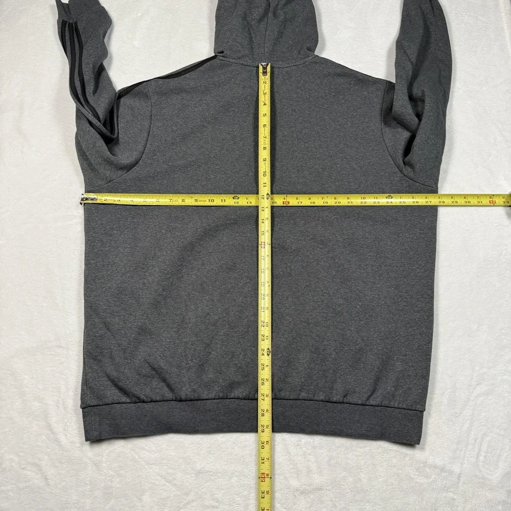 Adidas Hoodie Mens 2XL Gray Pullover Fleece 3 Stripes Logo Sweatshirt‎ Athletic